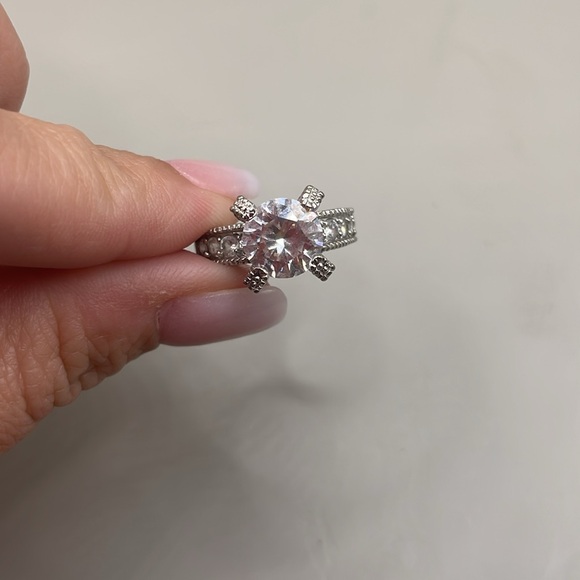 Vintage Sterling Silver CZ Cubic Zirconia Engagement Ring Size 6 Signed RHPT - Picture 2 of 5